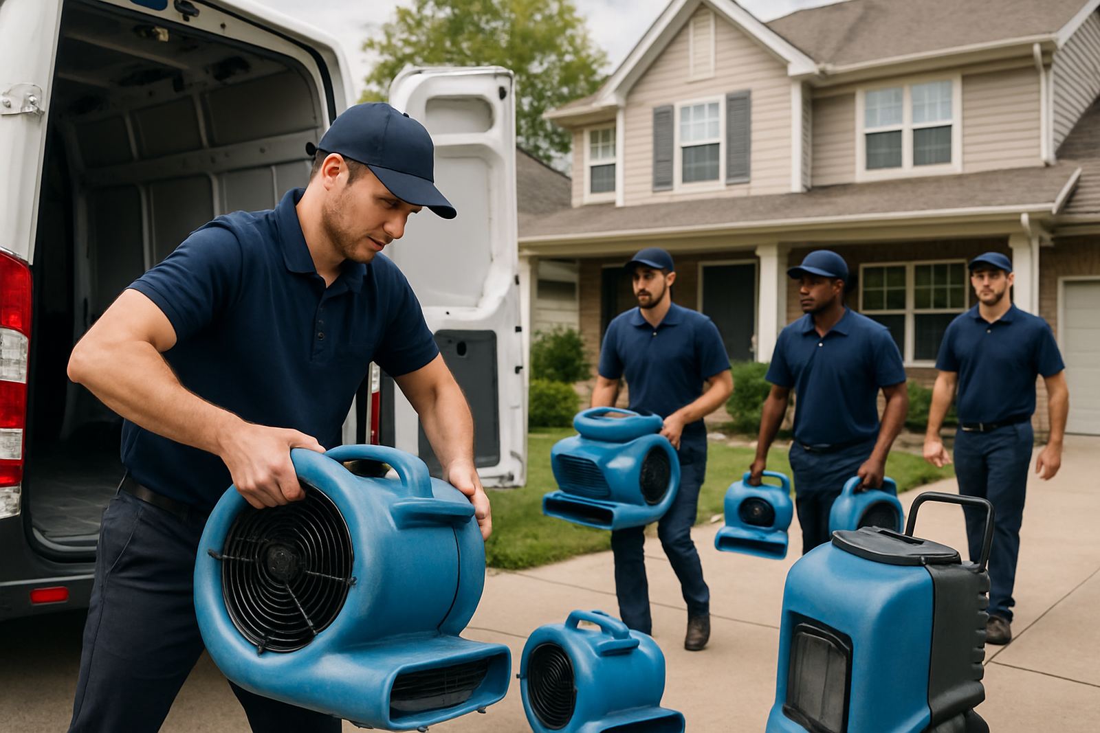 Water damage restoration crew serving homes across our Houston service areas
