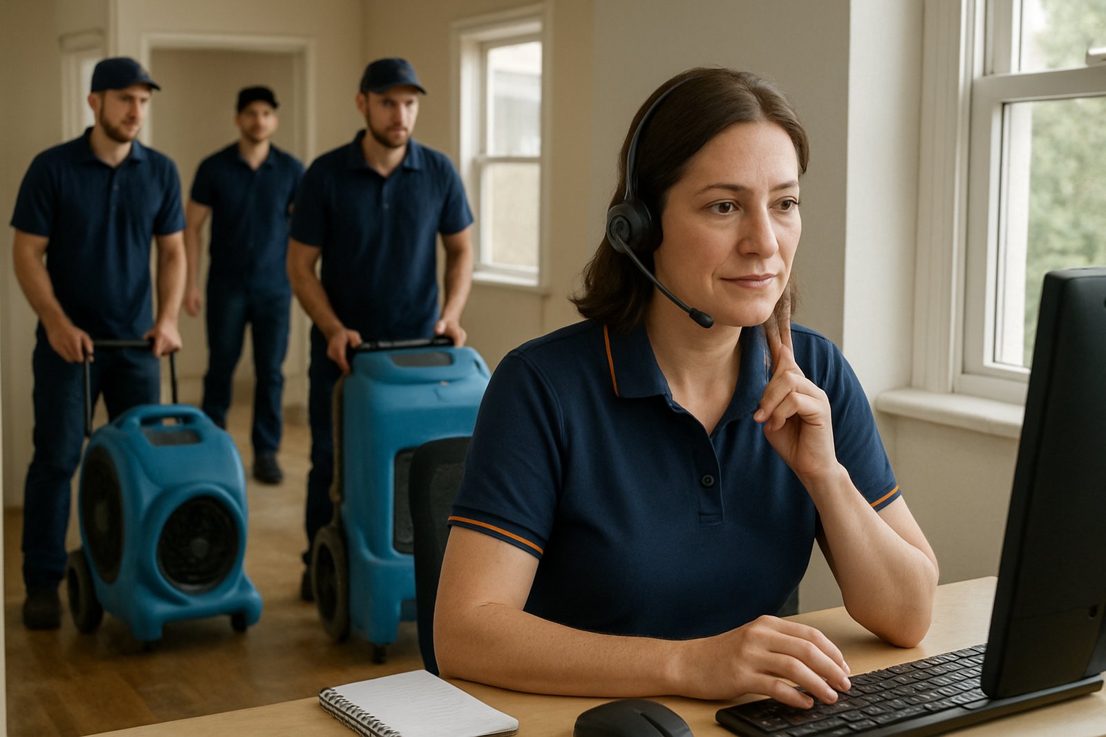 Dispatcher taking a water damage call